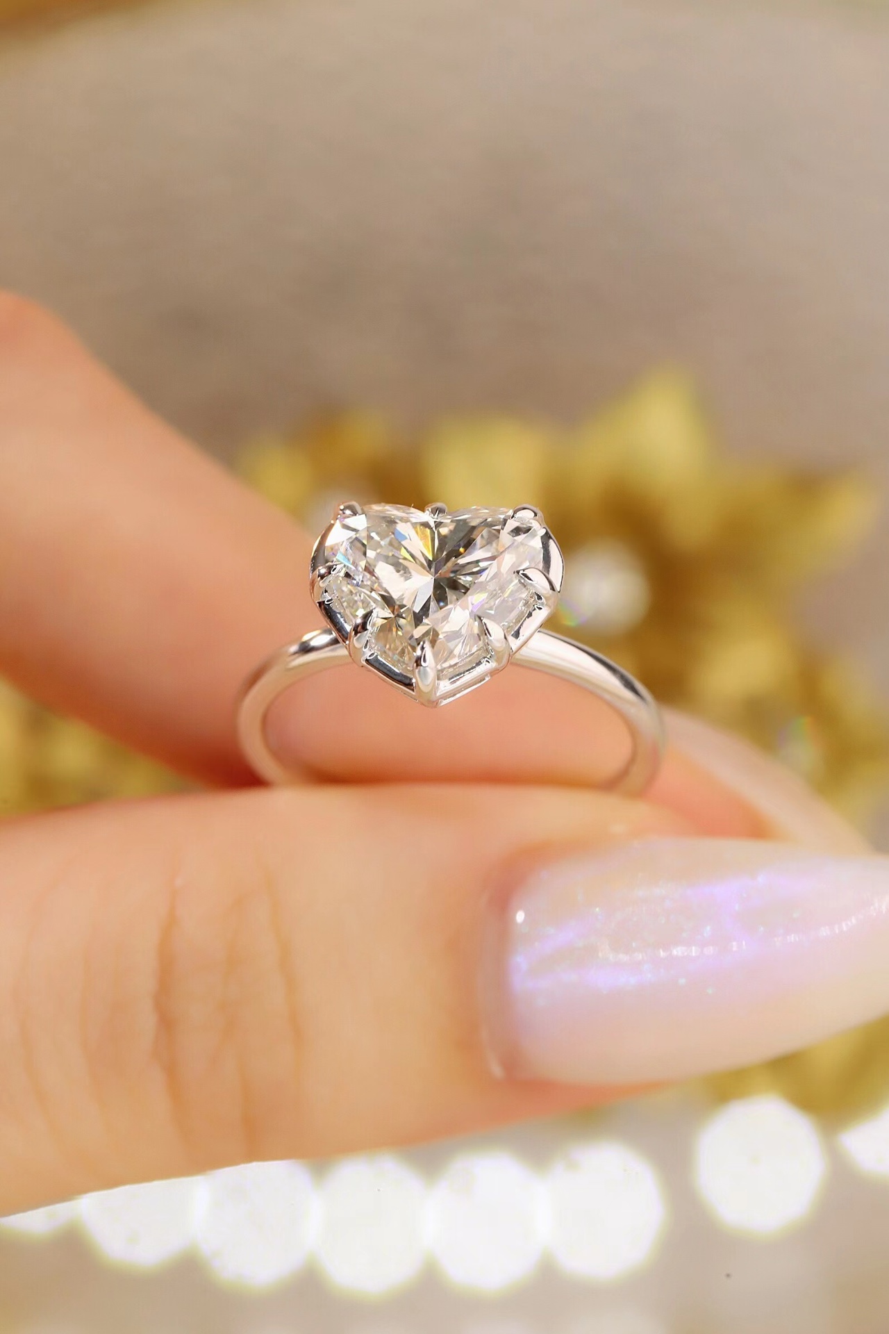 10K Gold Pure Love · 8-Prong Heart Cut 3ct Lab Grown Diamond Ring