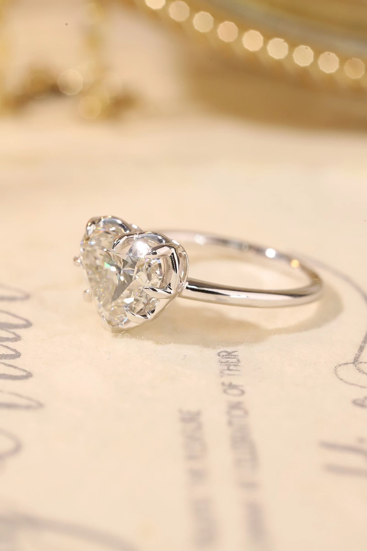 10K Gold Pure Love · 8-Prong Heart Cut 3ct Lab Grown Diamond Ring