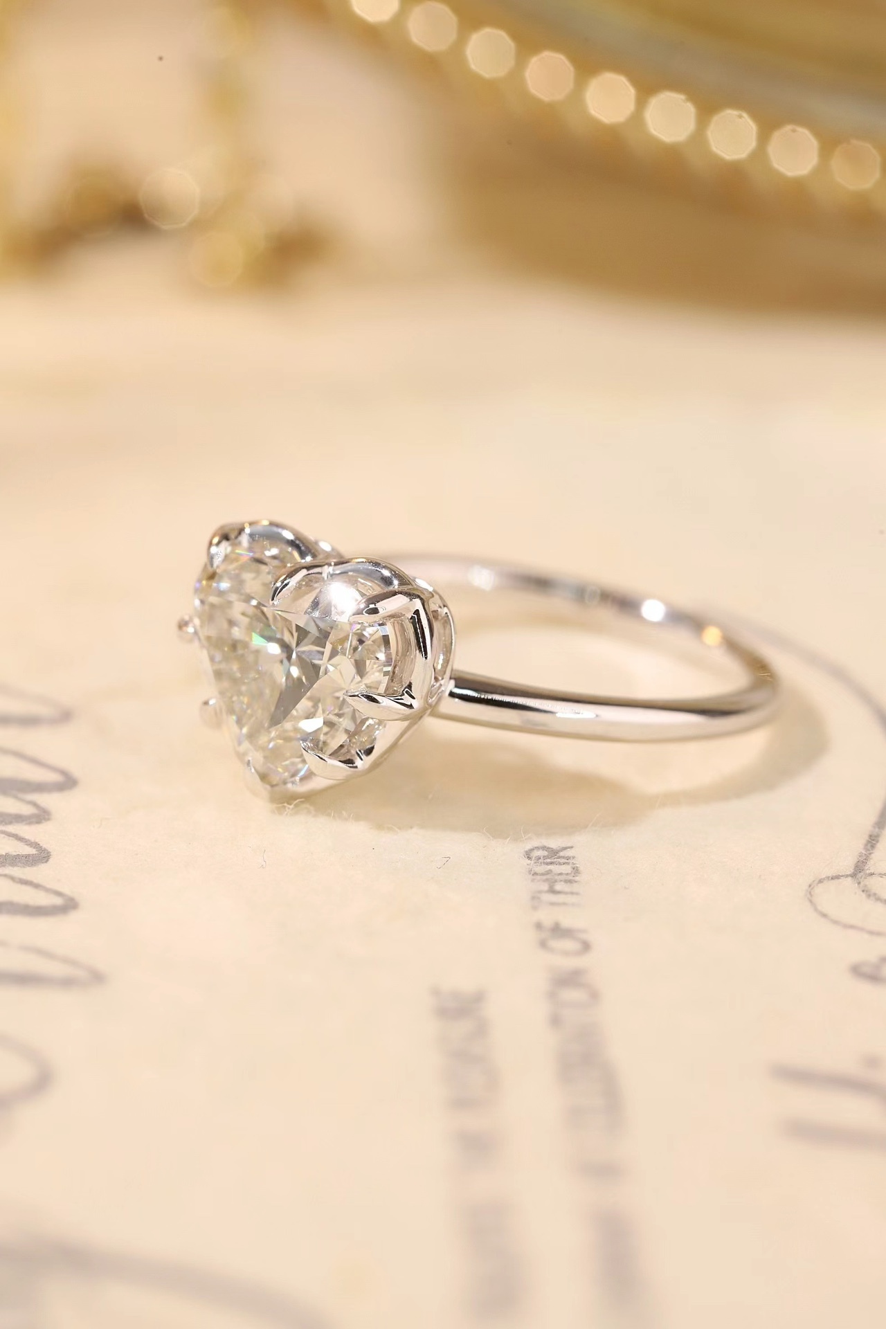 10K Gold Pure Love · 8-Prong Heart Cut 3ct Lab Grown Diamond Ring