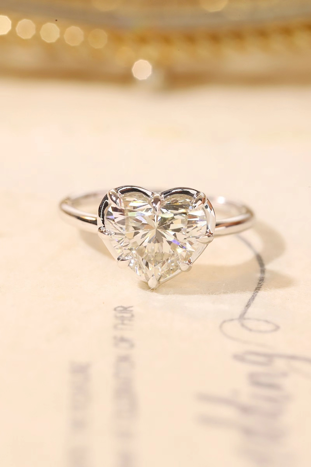 10K Gold Pure Love · 8-Prong Heart Cut 3ct Lab Grown Diamond Ring