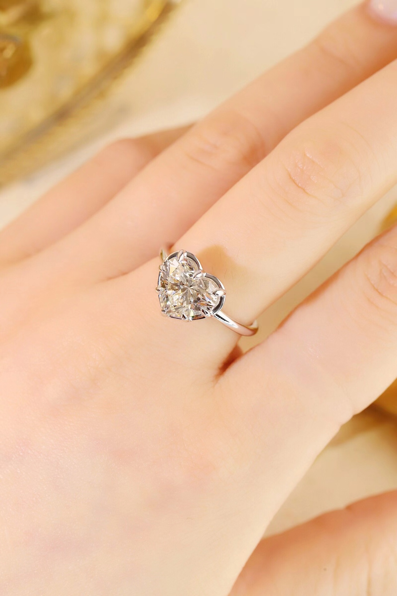 10K Gold Pure Love · 8-Prong Heart Cut 3ct Lab Grown Diamond Ring