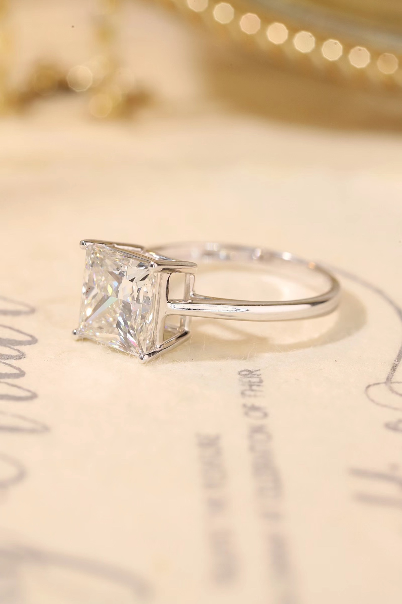 Lab Grown Princess Cut Ring | 10K Gold D-E Color, IGI Certified for Engagement & Daily Wear