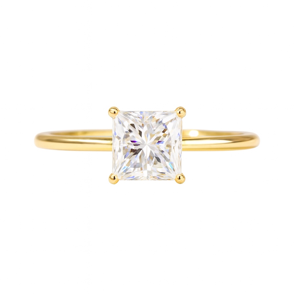 Lab Grown Princess Cut Ring | 10K Gold D-E Color, IGI Certified for Engagement & Daily Wear