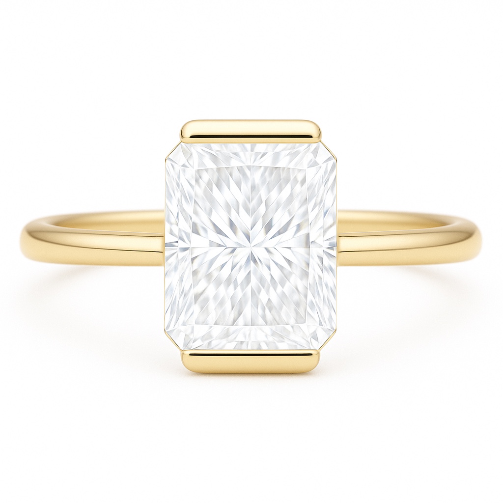 Luxe 10K Gold Lab Grown Diamond Ring - 2.00ct Radiant Cut Channel Set Statement Piece