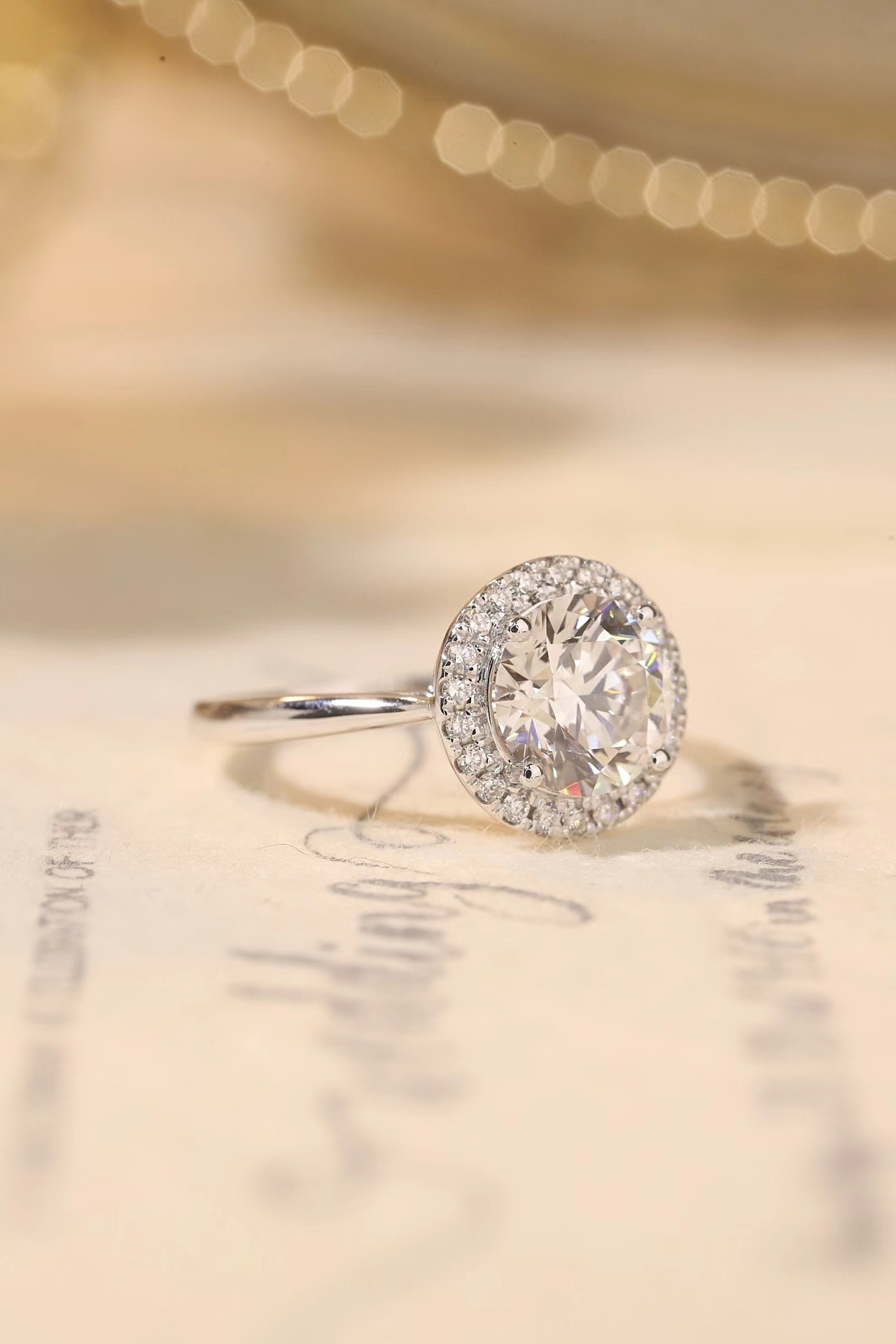  Halo Elegance · 2ct Lab Grown Diamond Ring with 0.20ct Accent Halo