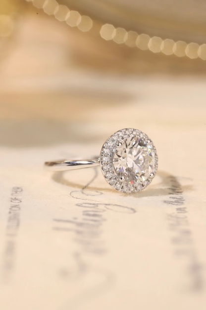  Halo Elegance · 2ct Lab Grown Diamond Ring with 0.20ct Accent Halo