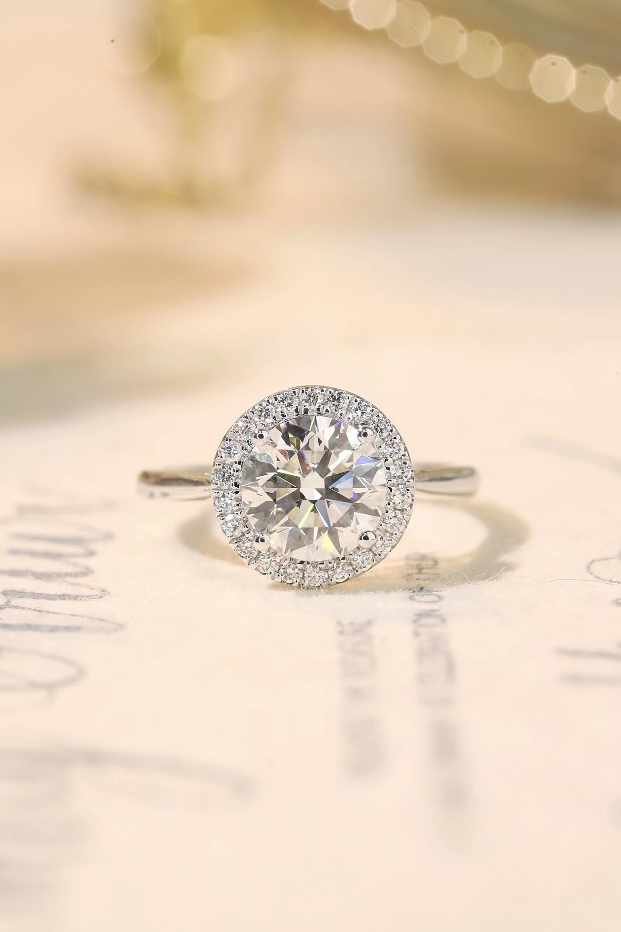  Halo Elegance · 2ct Lab Grown Diamond Ring with 0.20ct Accent Halo