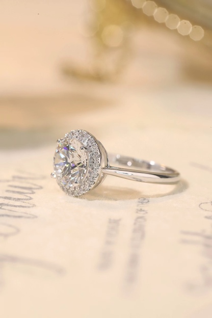  Halo Elegance · 2ct Lab Grown Diamond Ring with 0.20ct Accent Halo
