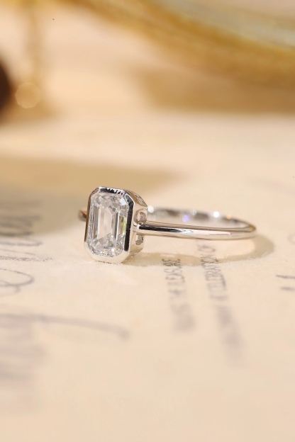Daily Wear Lab Created Emerald Cut Diamond Ring - 1 Carat 10K Gold Bezel Setting