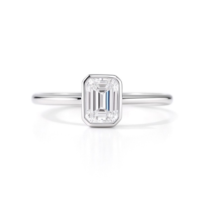 Daily Wear Lab Created Emerald Cut Diamond Ring - 1 Carat 10K Gold Bezel Setting