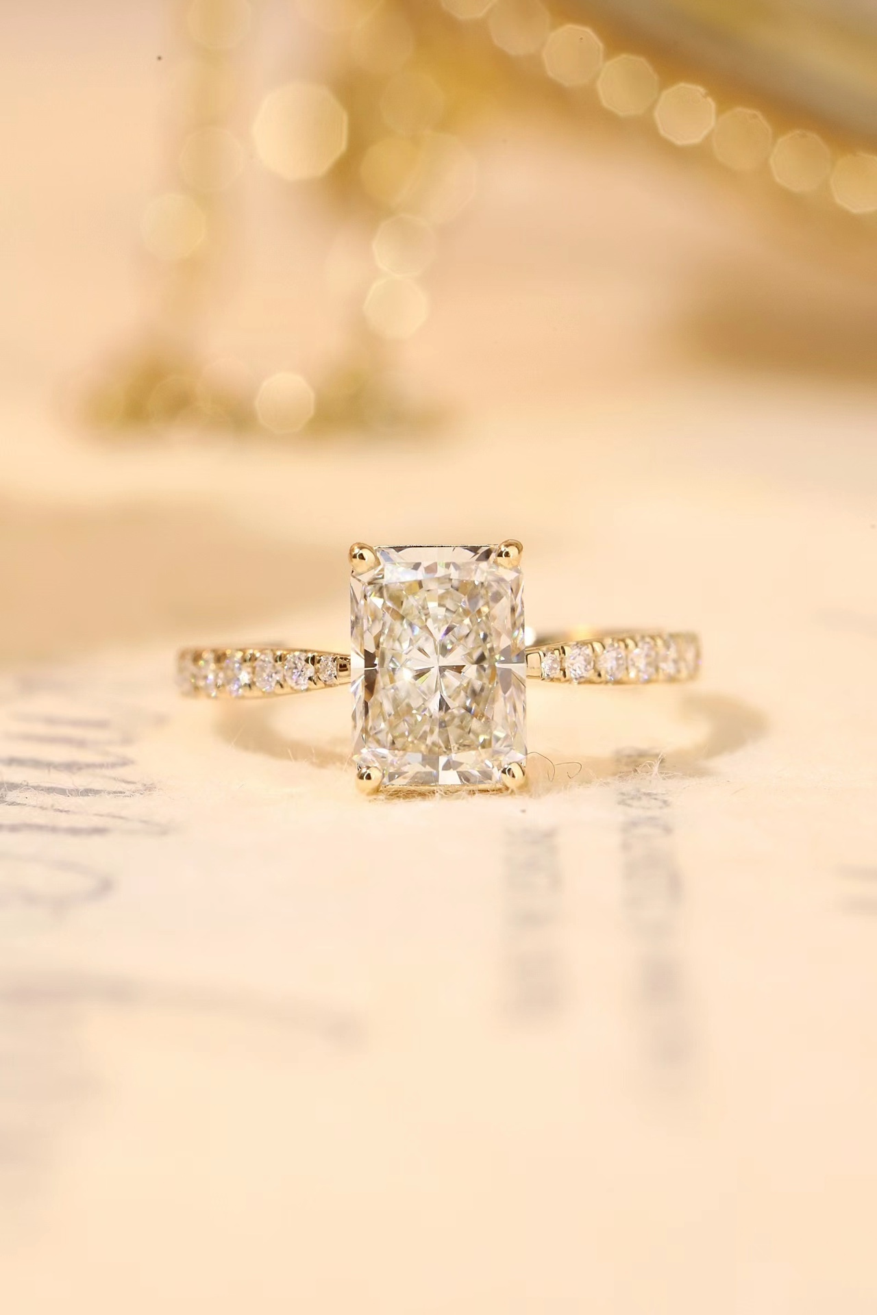 10K Gold Timeless Radiance · 2ct Lab Grown Radiant Cut Diamond Ring with Accents