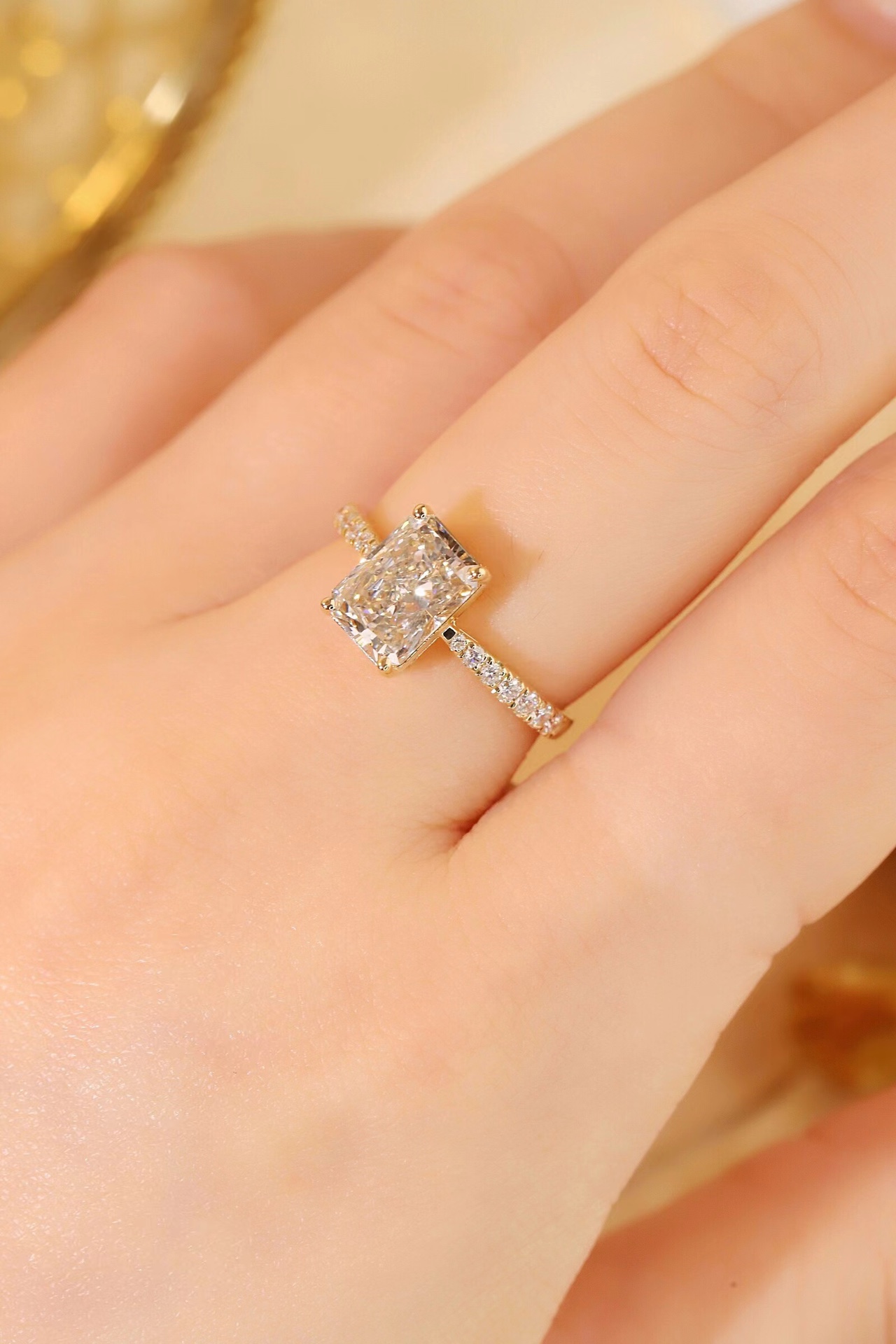 10K Gold Timeless Radiance · 2ct Lab Grown Radiant Cut Diamond Ring with Accents
