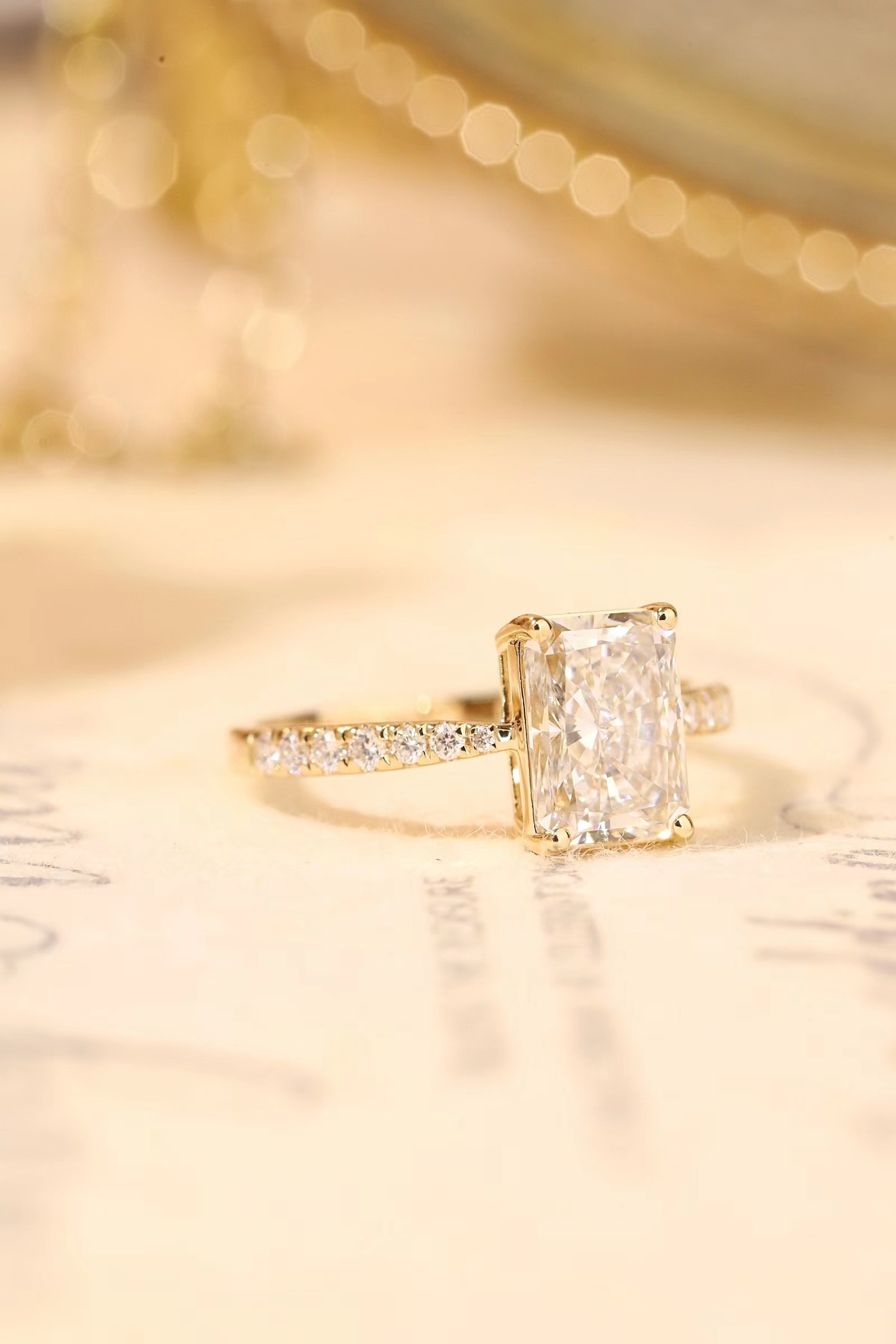 10K Gold Timeless Radiance · 2ct Lab Grown Radiant Cut Diamond Ring with Accents