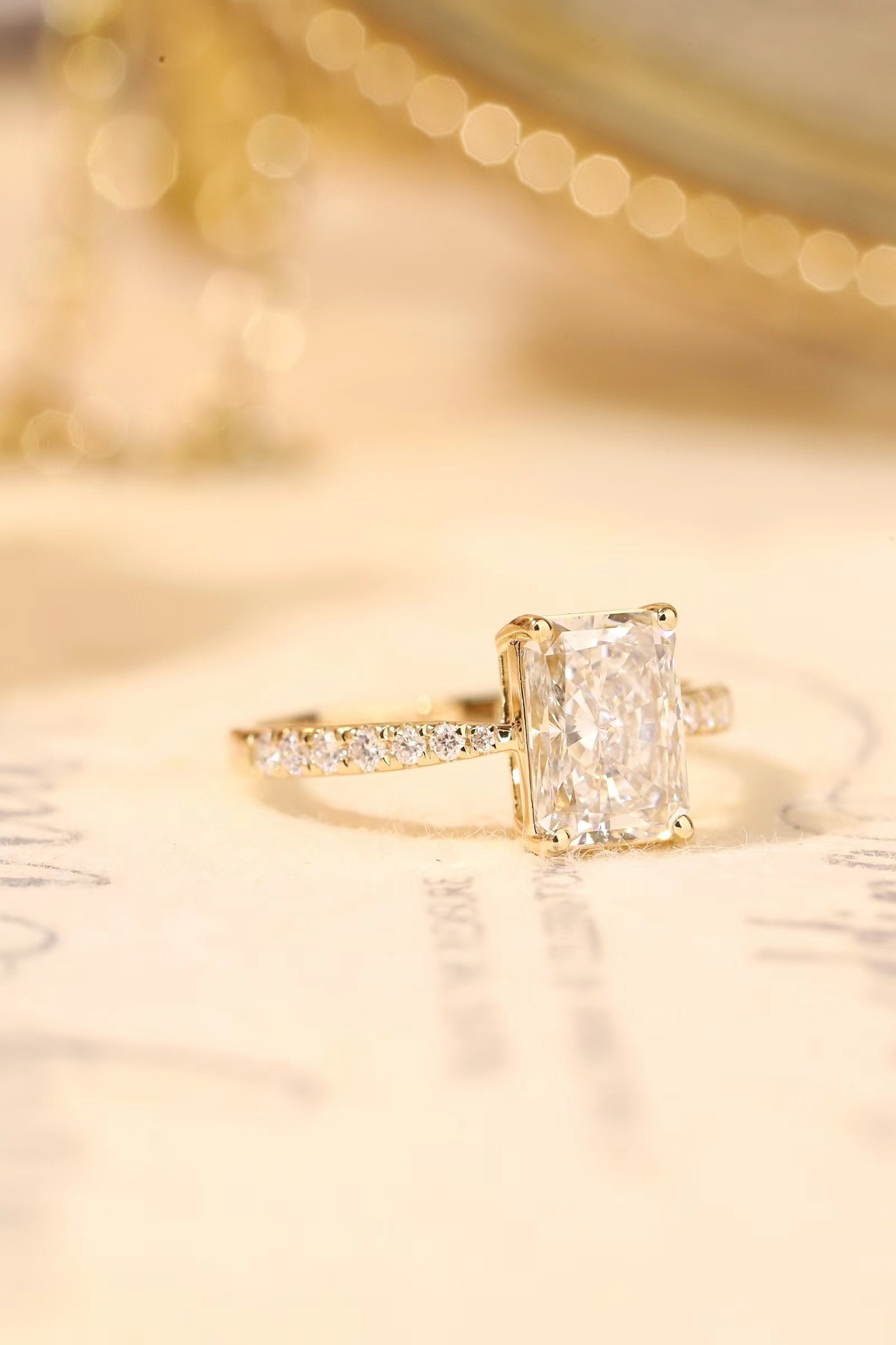 10K Gold Timeless Radiance · 2ct Lab Grown Radiant Cut Diamond Ring with Accents