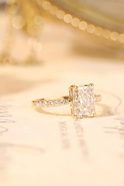 10K Gold Timeless Radiance · 2ct Lab Grown Radiant Cut Diamond Ring with Accents