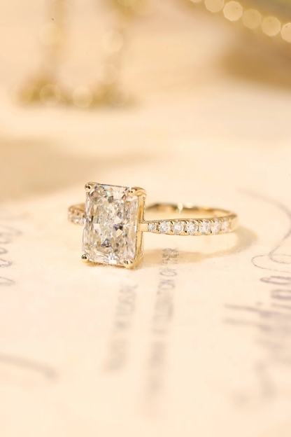 10K Gold Timeless Radiance · 2ct Lab Grown Radiant Cut Diamond Ring with Accents