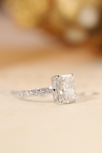 10K Gold Timeless Radiance · 2ct Lab Grown Radiant Cut Diamond Ring with Accents