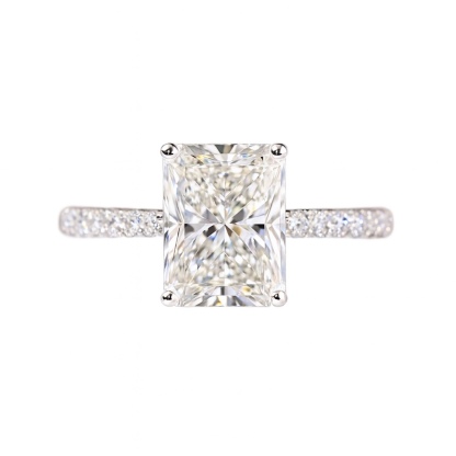 Wedding Ready! 10K Gold Lab Diamond Engagement Ring (3.00ct Radiant + 0.25ct Sidestones)