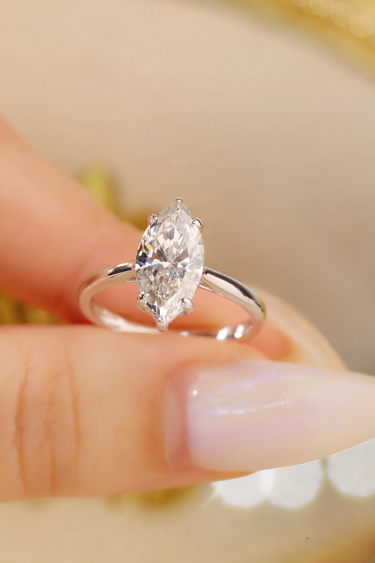 10K Gold Classic Marquise · 2ct Lab Grown Marquise Cut Diamond Six-Prong Ring