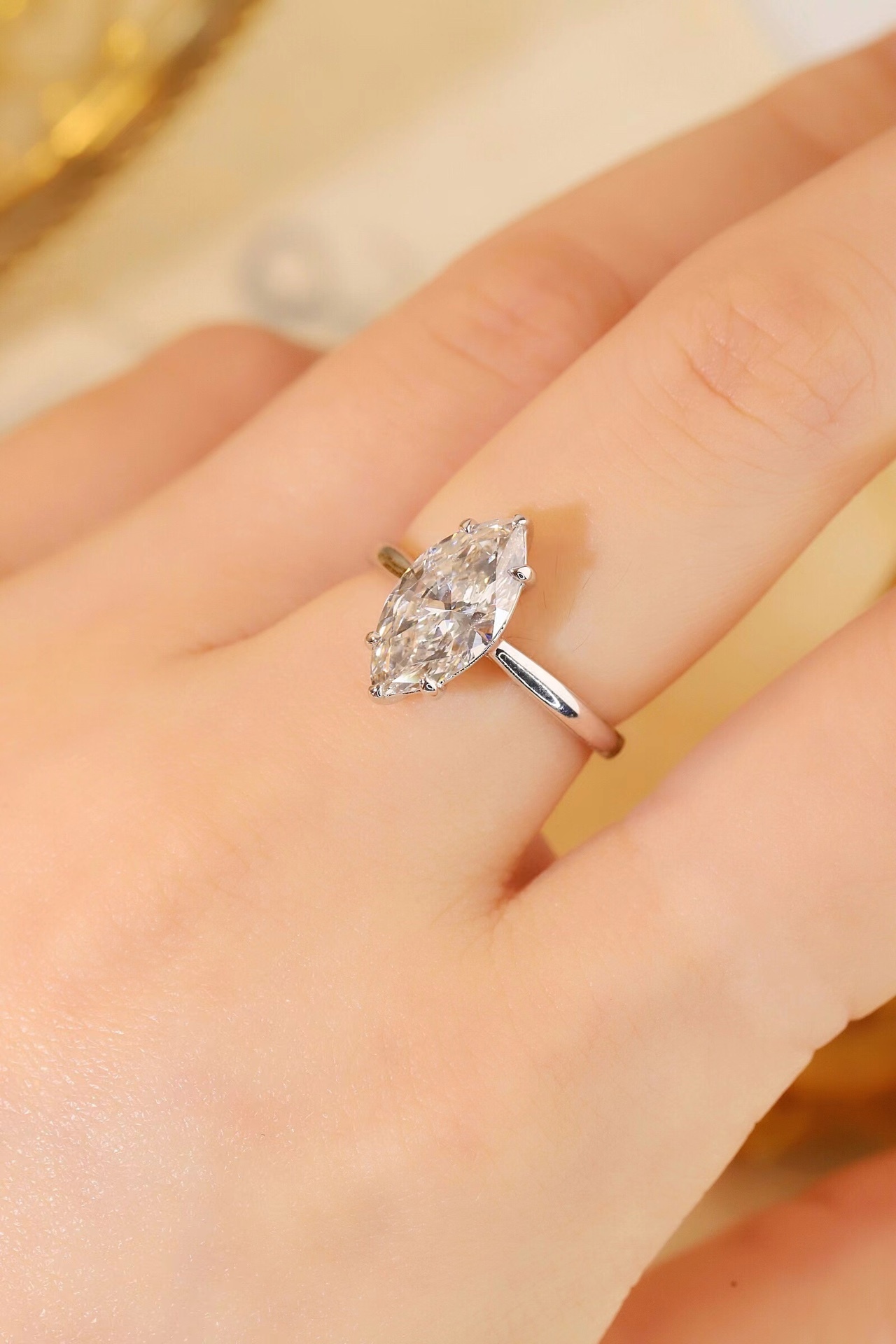 10K Gold Classic Marquise · 2ct Lab Grown Marquise Cut Diamond Six-Prong Ring