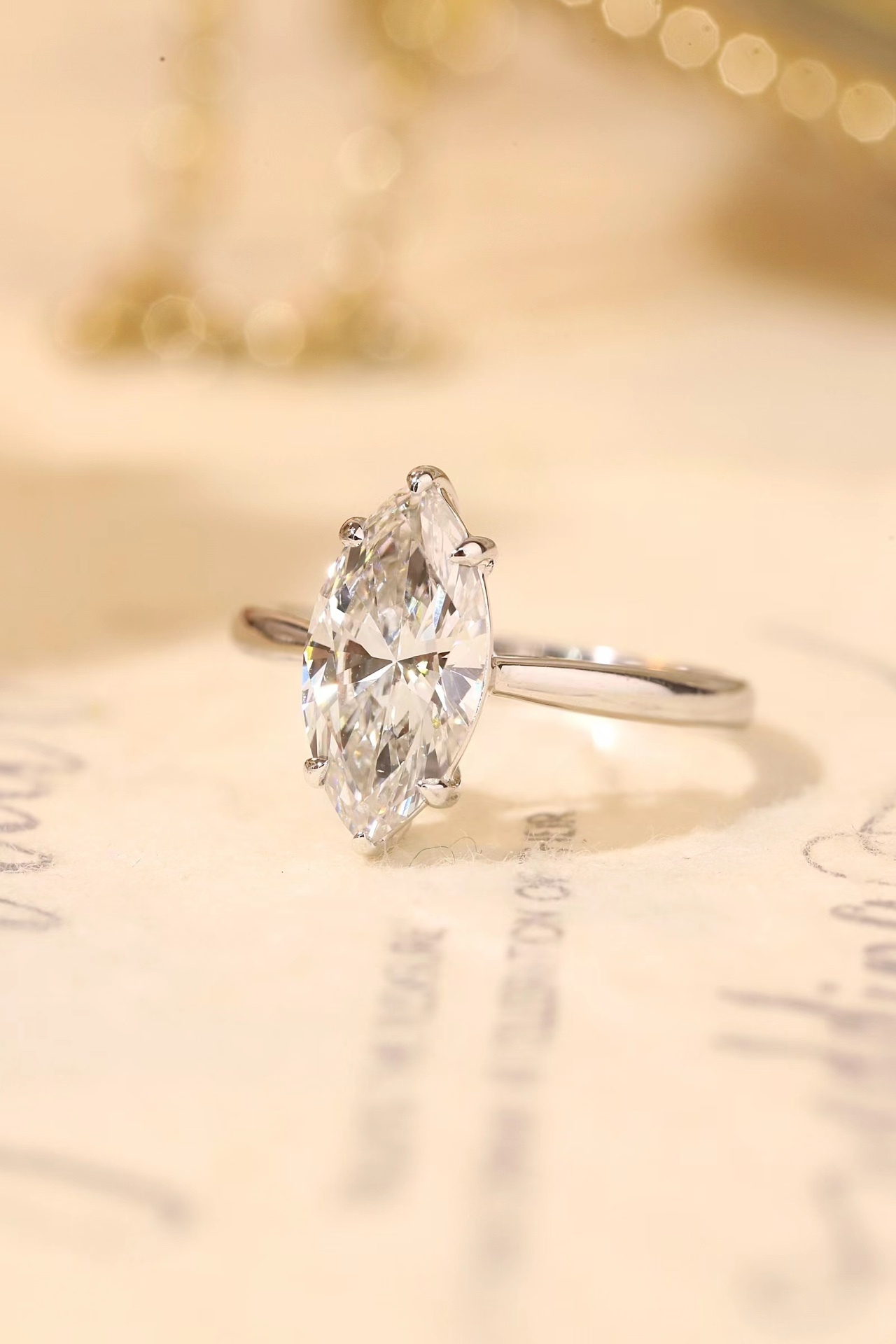 10K Gold Classic Marquise · 2ct Lab Grown Marquise Cut Diamond Six-Prong Ring