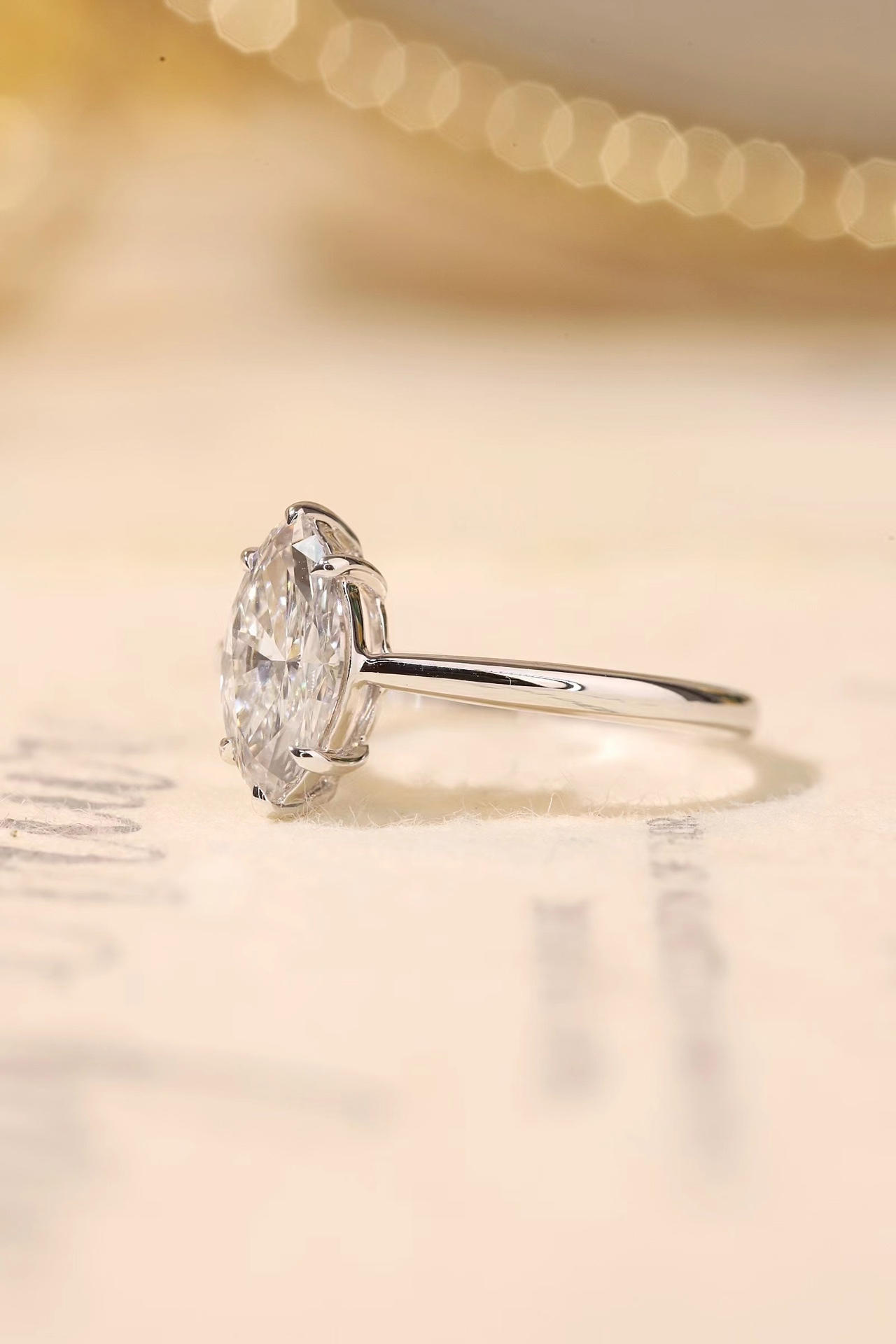 10K Gold Graceful Sparkle · 1ct Marquise Cut Six-Prong Diamond Ring