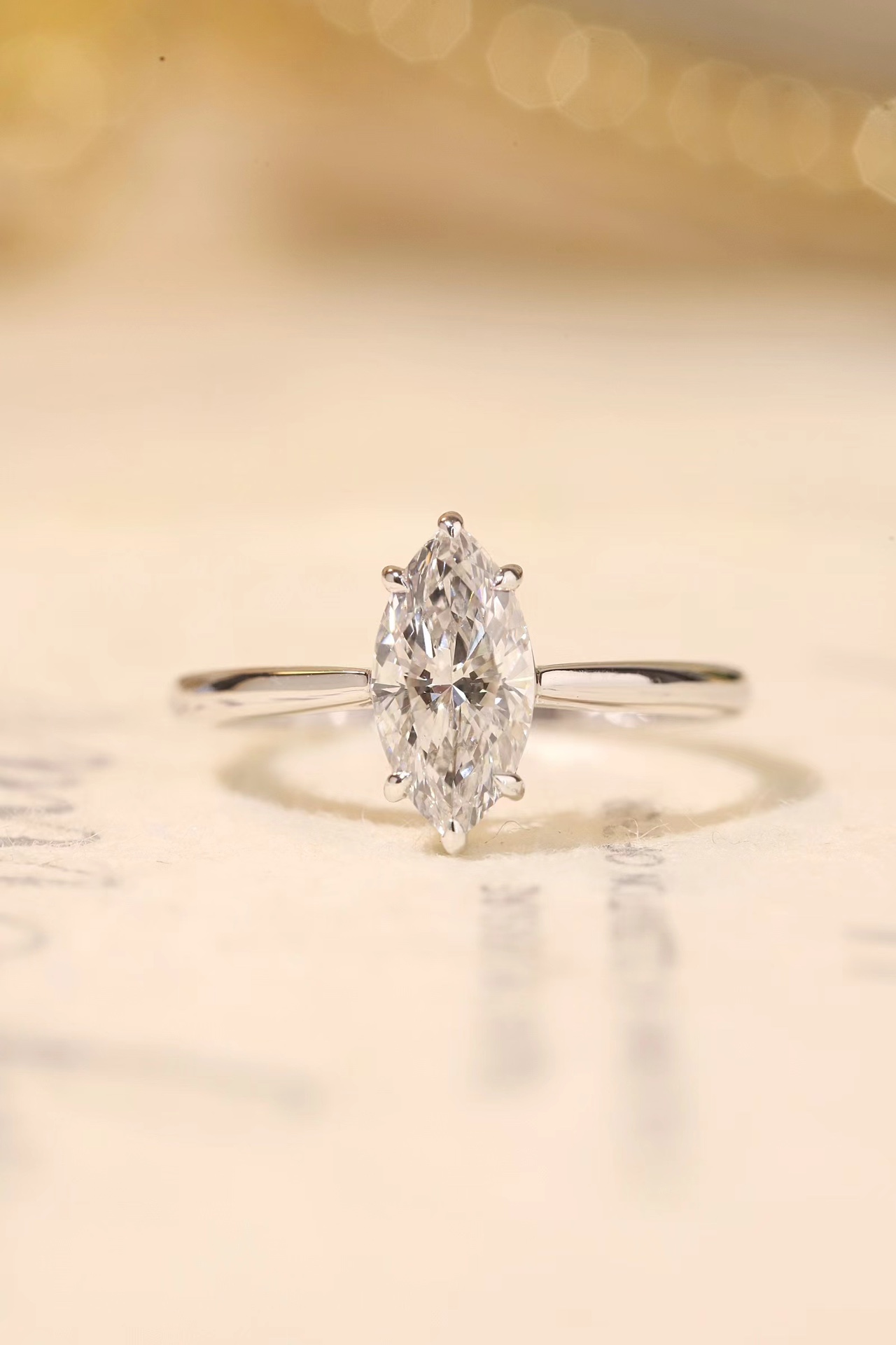 10K Gold Graceful Sparkle · 1ct Marquise Cut Six-Prong Diamond Ring