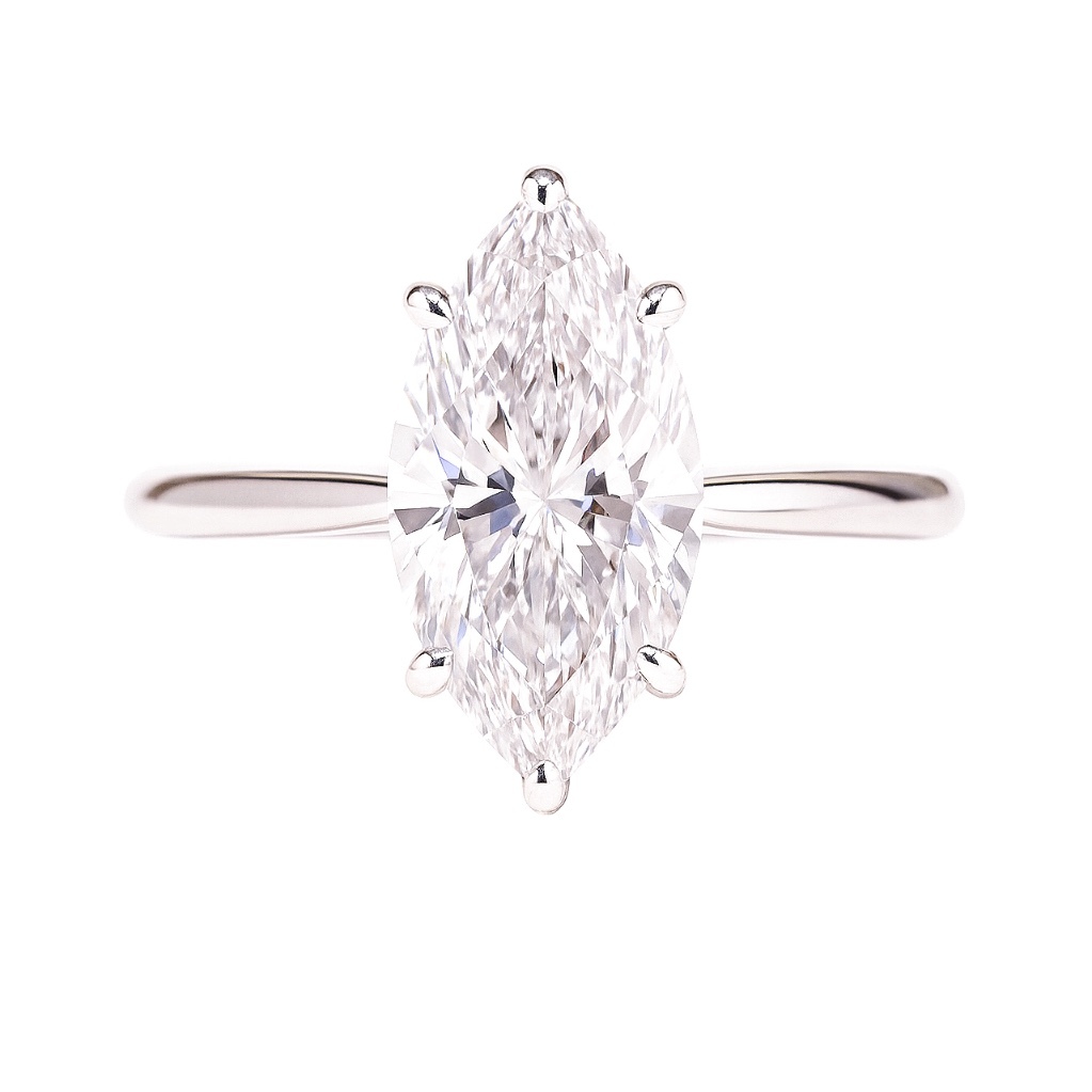 10K Gold Graceful Sparkle · 1ct Marquise Cut Six-Prong Diamond Ring