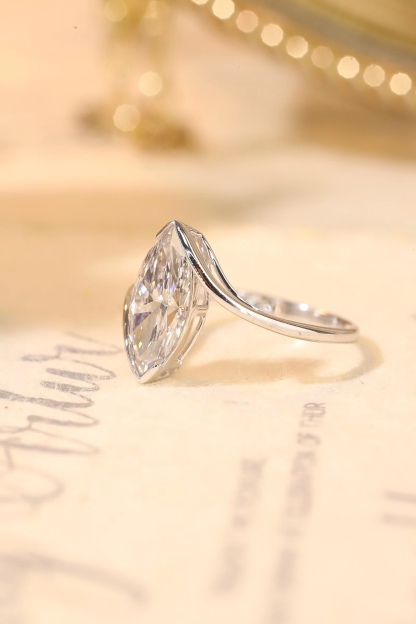 10K Gold Marquise Grace · 2ct Lab Grown Marquise Cut Diamond Bezel Corner Ring