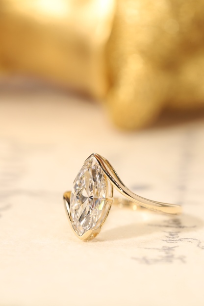 10K Gold Marquise Grace · 2ct Lab Grown Marquise Cut Diamond Bezel Corner Ring