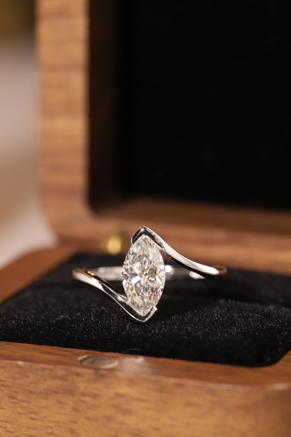 10K Gold Graceful Lines · 1ct Marquise Cut Floating Diamond Ring
