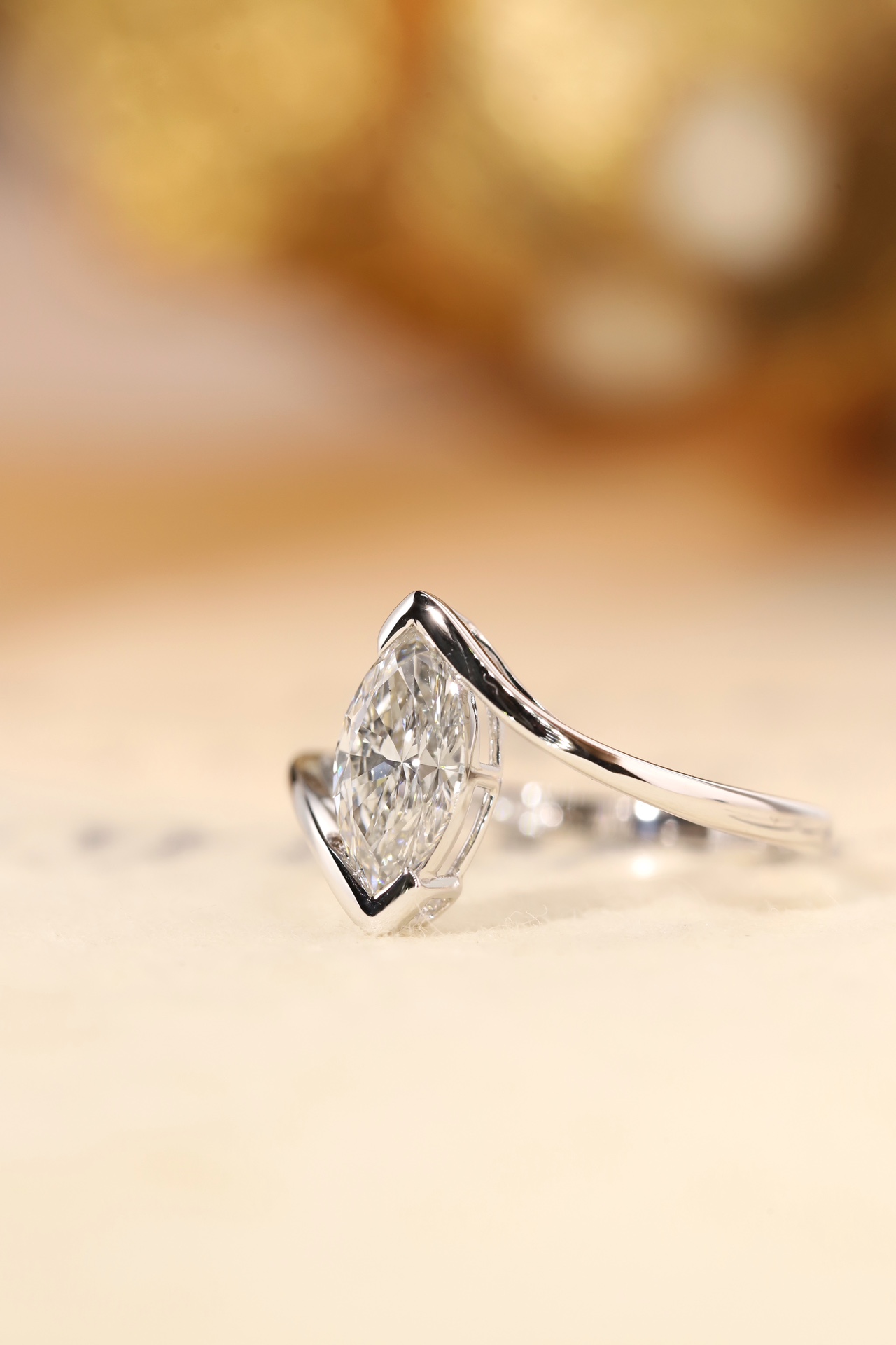 10K Gold Graceful Lines · 1ct Marquise Cut Floating Diamond Ring