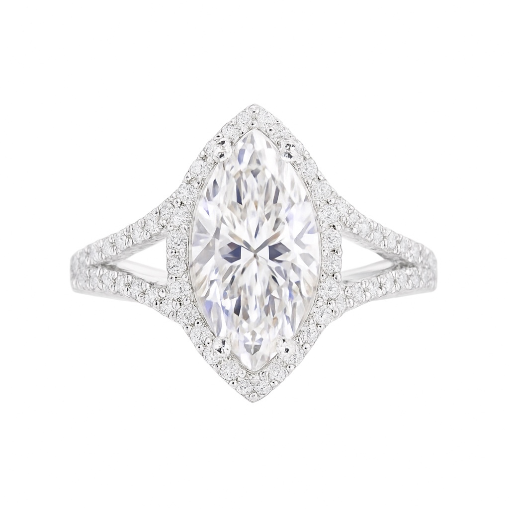 Halo Elegance · 2ct Lab Grown Diamond Ring with 0.20ct Accent Halo