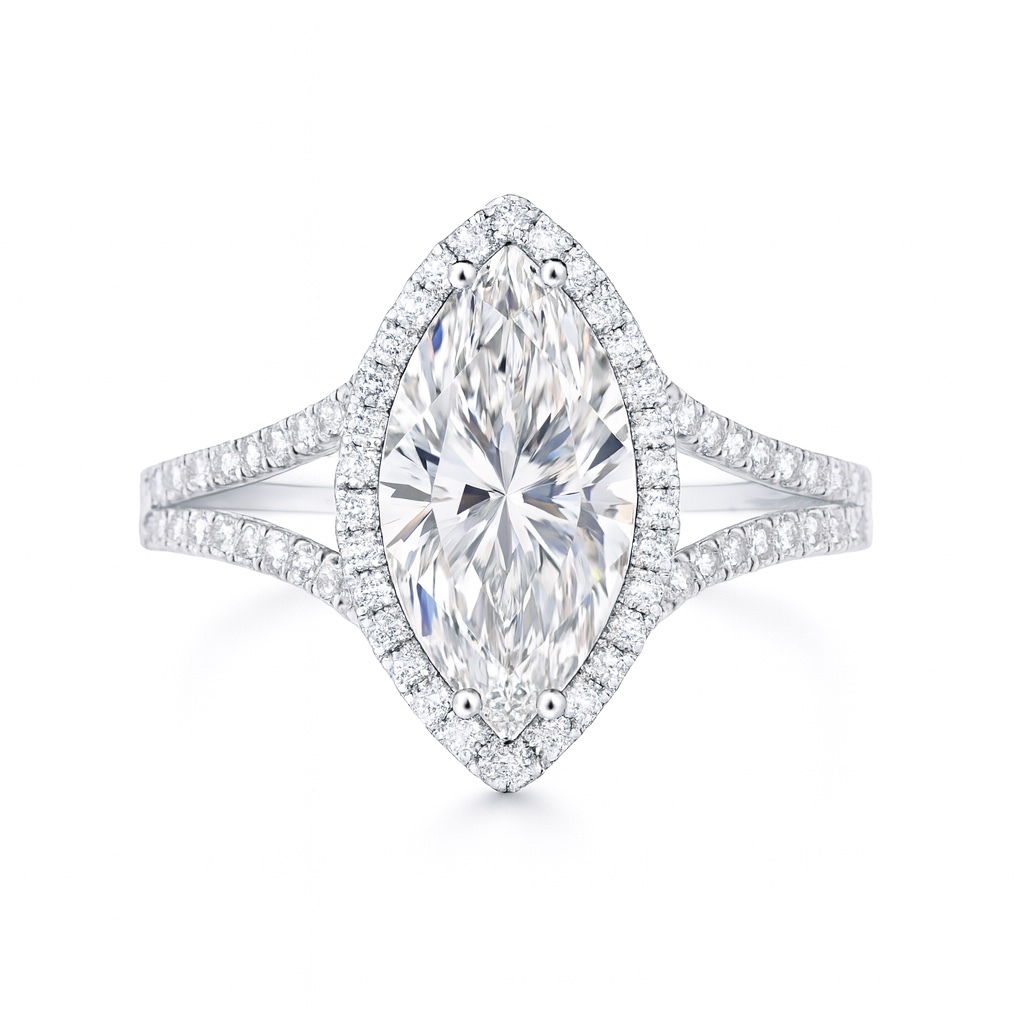 Halo Elegance · 2ct Lab Grown Diamond Ring with 0.20ct Accent Halo