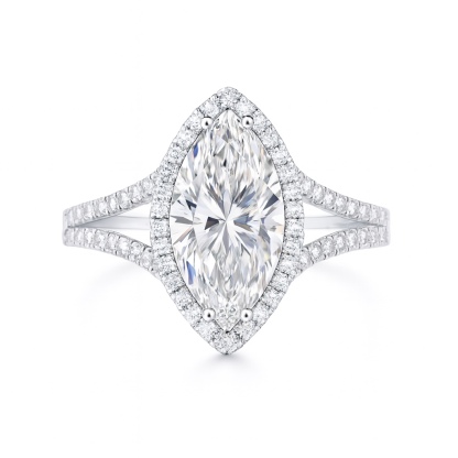 10K Gold Elegant Glow · 1ct Marquise Cut Lab Grown Diamond Ring with 0.30ct Side Stones