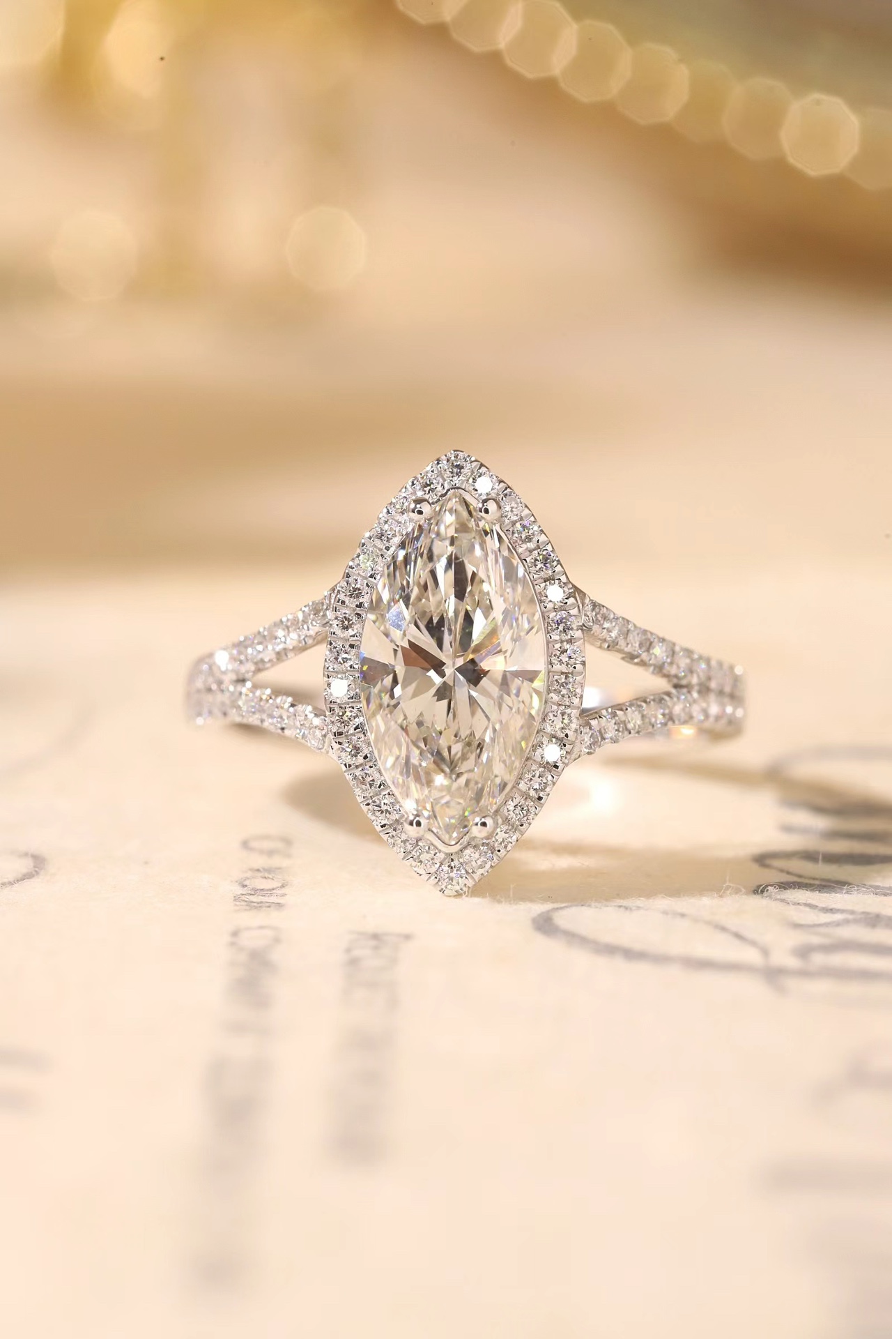 Classic Design + Maximum Shine: 3.00ct Lab-Created Marquise | 10K Gold Four-Prong + 0.40ct