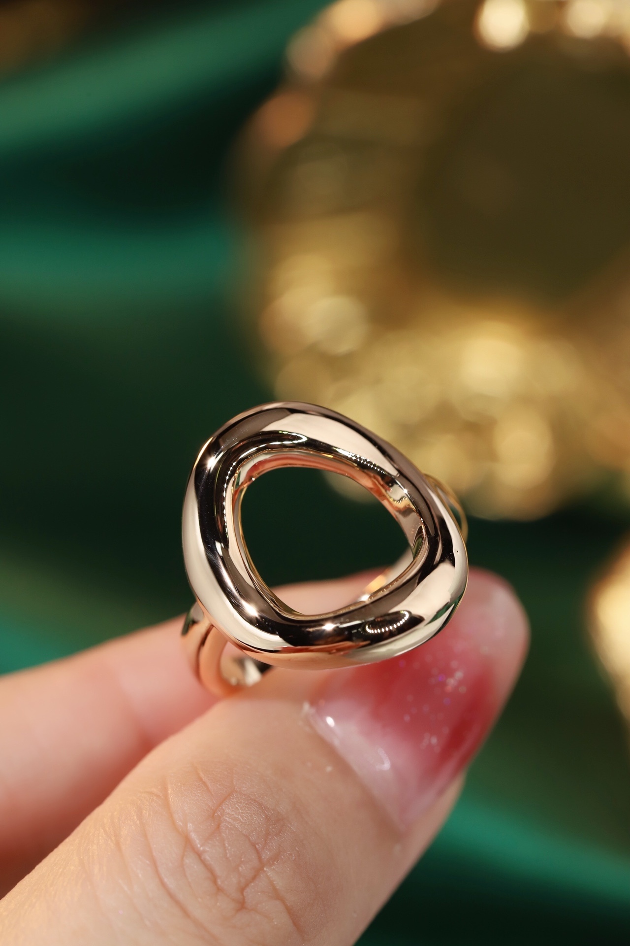 18K gold 3D hard gold environmentally friendly electroplated hollow plain gold ring