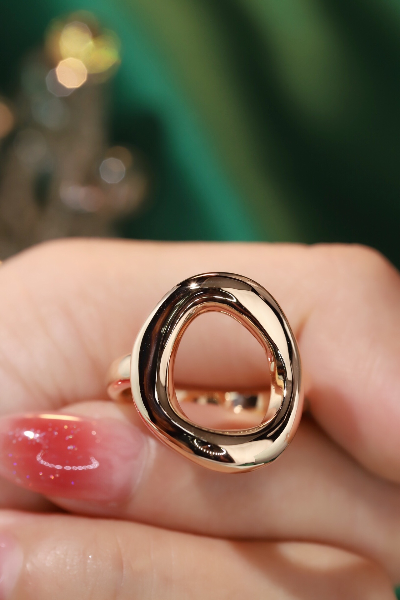 18K gold 3D hard gold environmentally friendly electroplated hollow plain gold ring