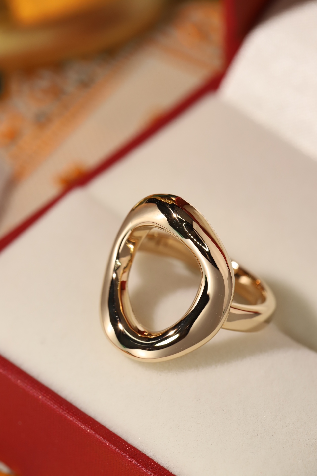 18K gold 3D hard gold environmentally friendly electroplated hollow plain gold ring