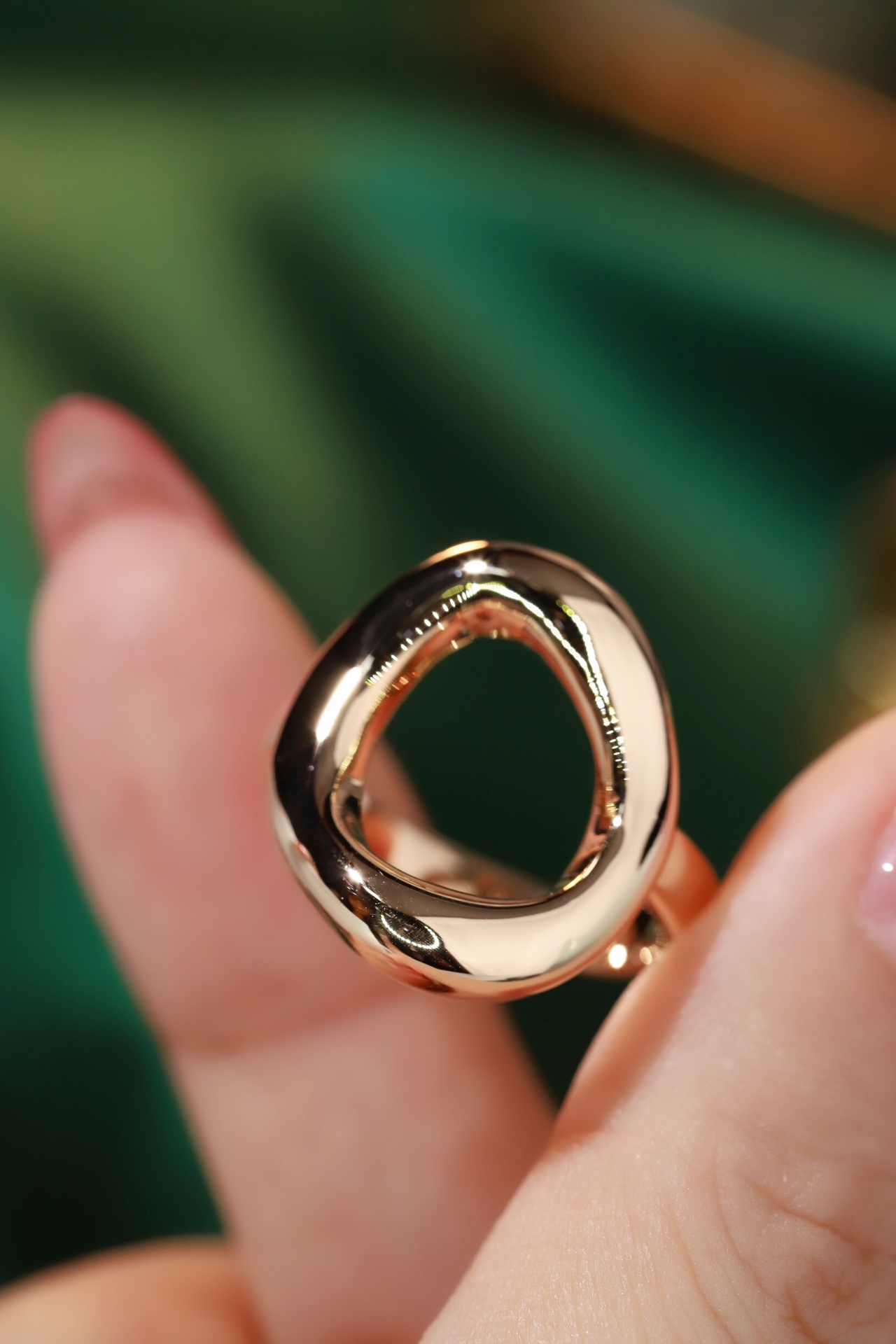 18K gold 3D hard gold environmentally friendly electroplated hollow plain gold ring