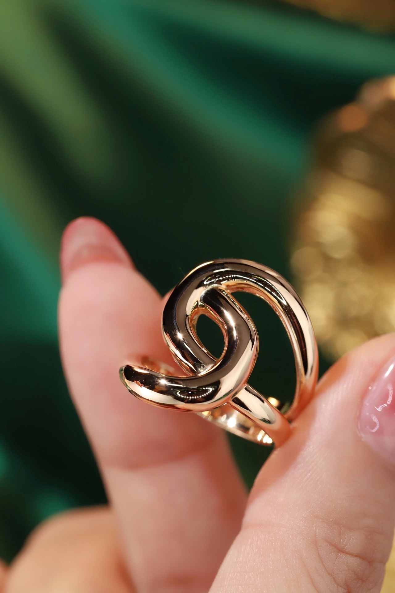 18K gold 3D hard gold environmentally friendly electroplated hollow plain gold ring