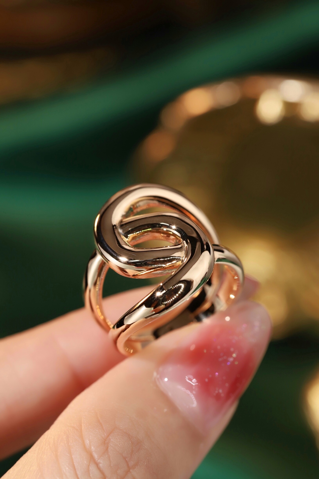 18K gold 3D hard gold environmentally friendly electroplated hollow plain gold ring