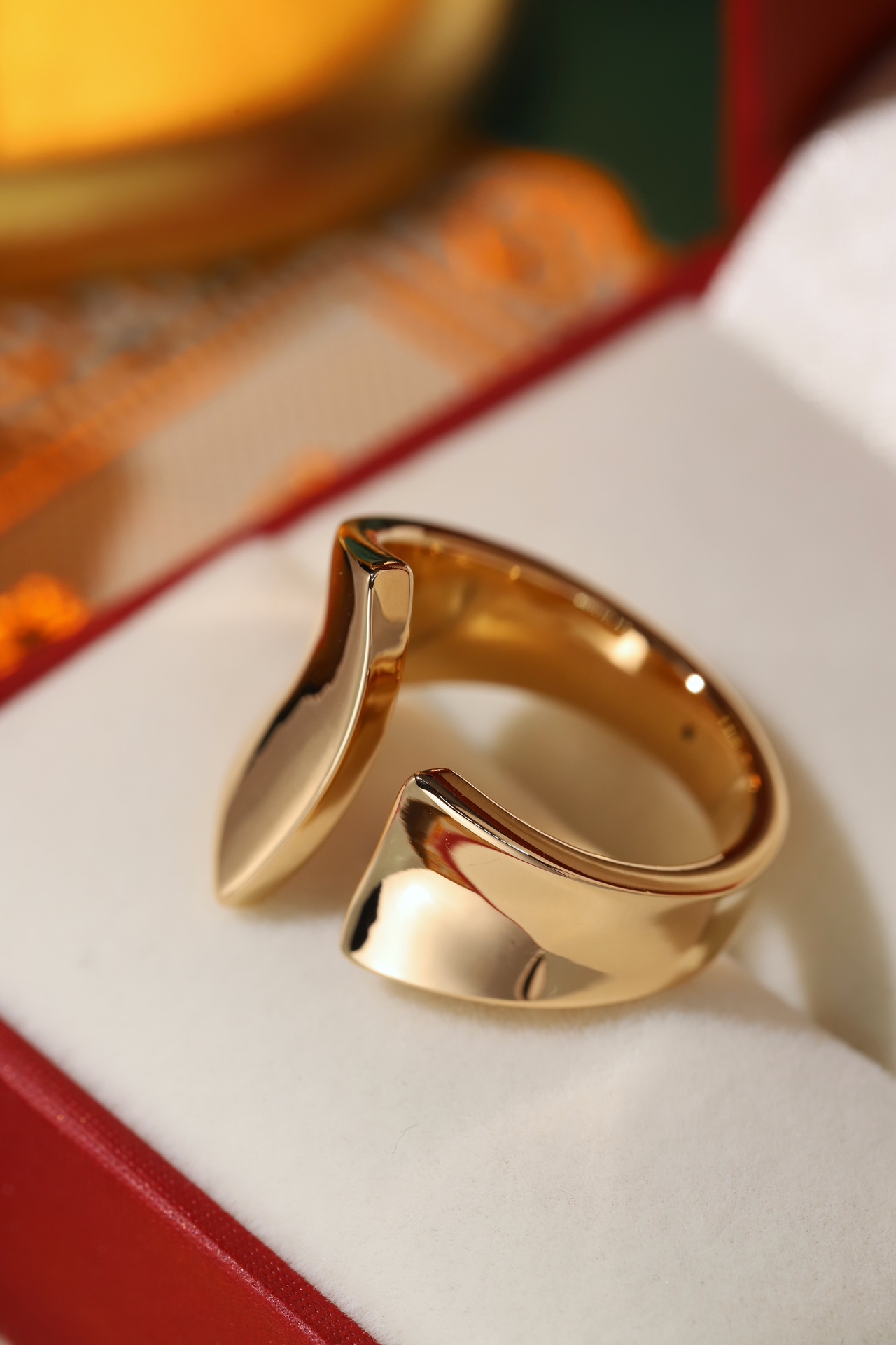 18K gold 3D hard gold environmentally friendly electroplated hollow plain gold asymmetrical open ring
