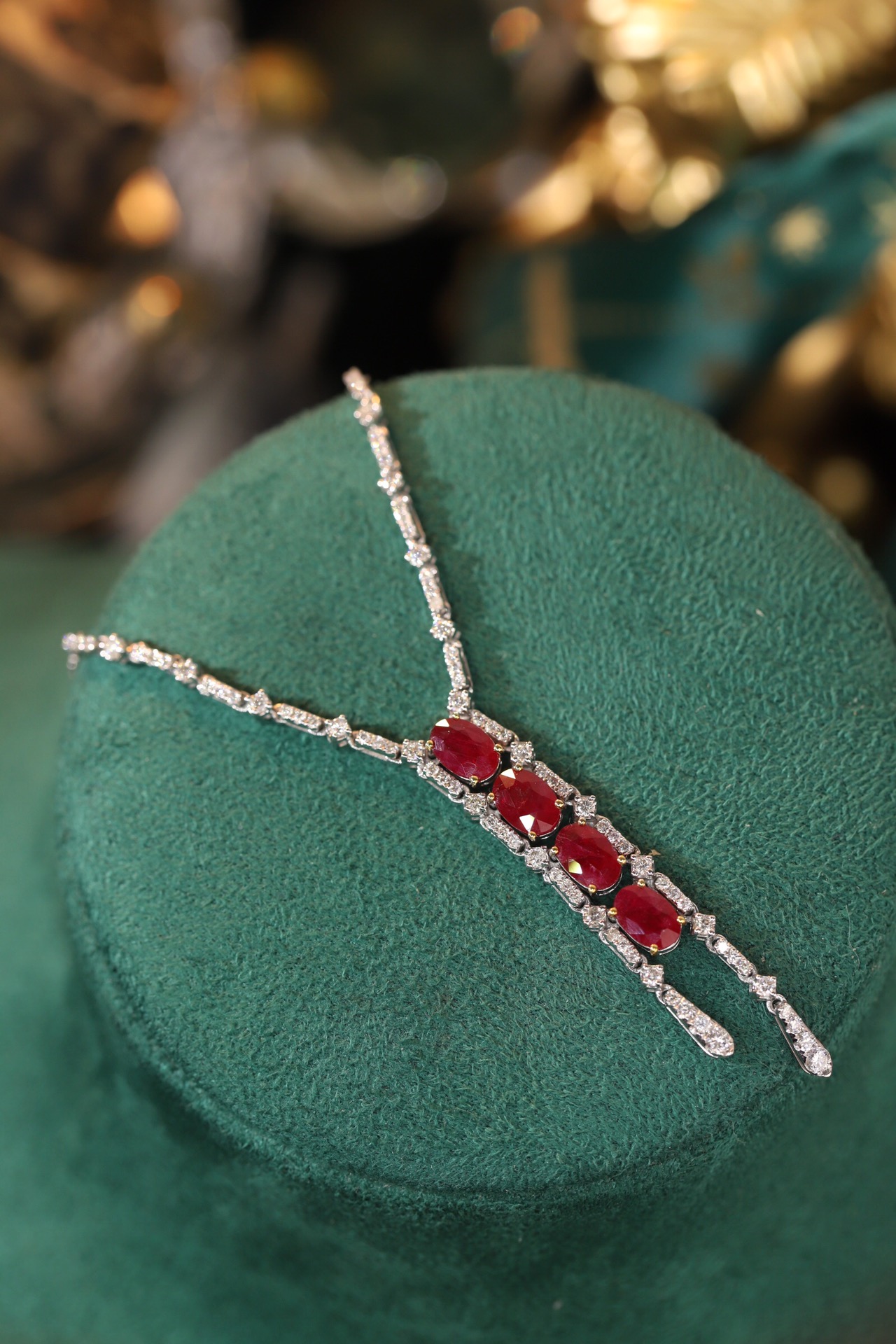 18k gold necklace with  2.40-carat natural ruby and  0.75-carat natural diamond.