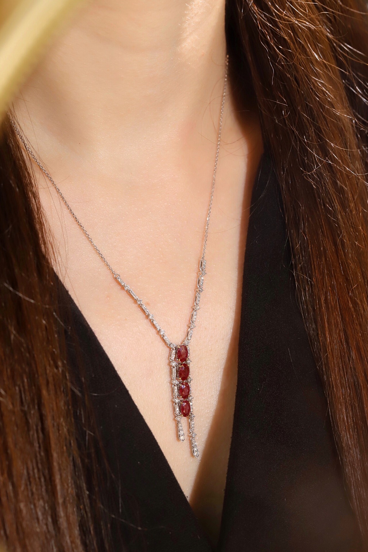 18k gold necklace with  2.40-carat natural ruby and  0.75-carat natural diamond.