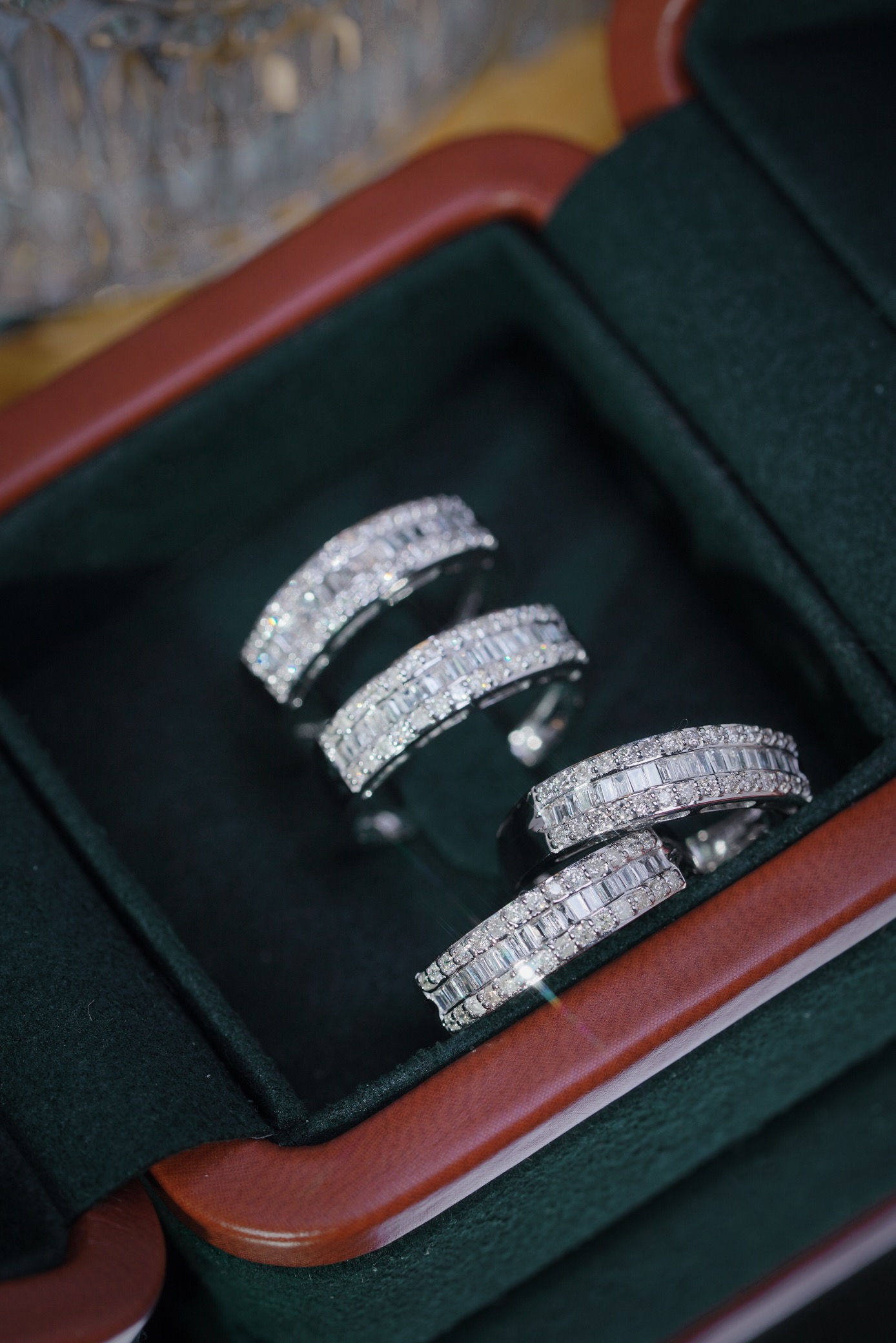 18k gold ring set with a natural diamond; the diamond features a Tapered Baguette cut and weighs 0.50 carats.