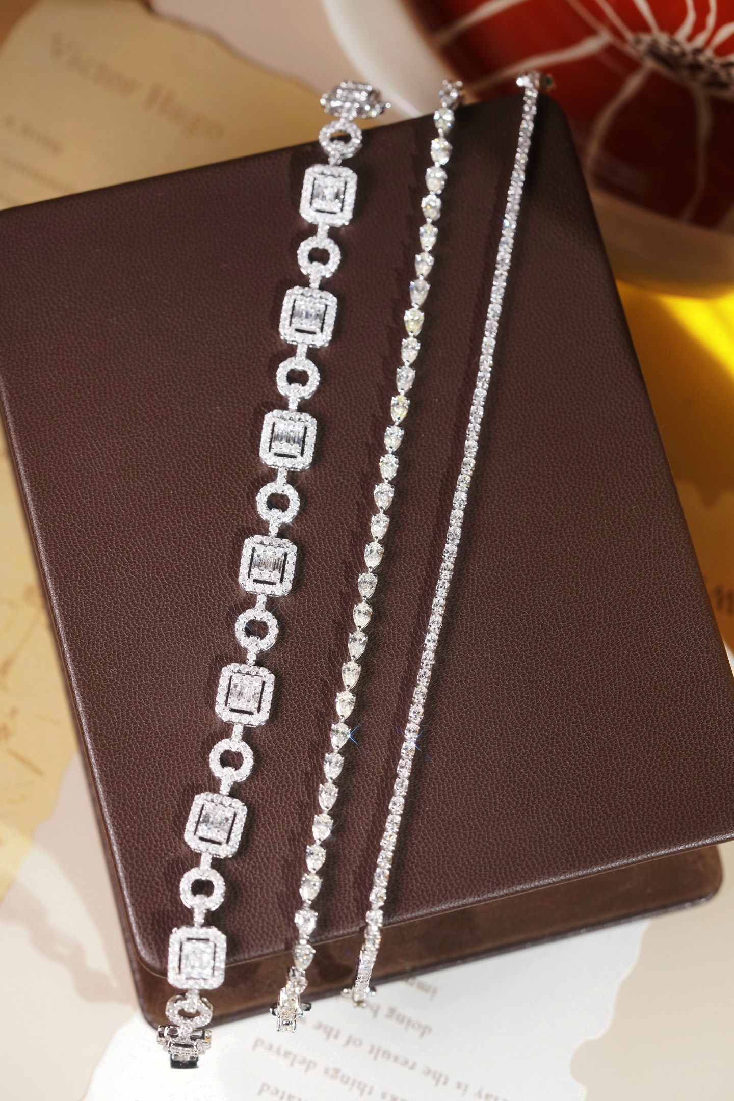 18-karat gold bracelet featuring a natural diamond of 3.50 carats, set in a Tapered Baguette style.