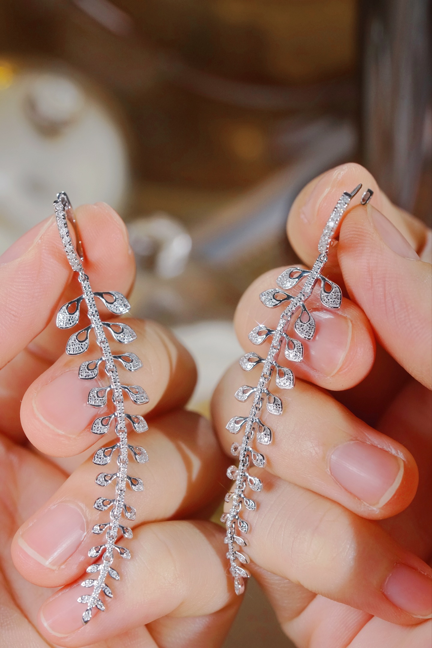 18K Gold Natural Diamond Stud Earrings | Cluster-Set 0.70CT Diamonds