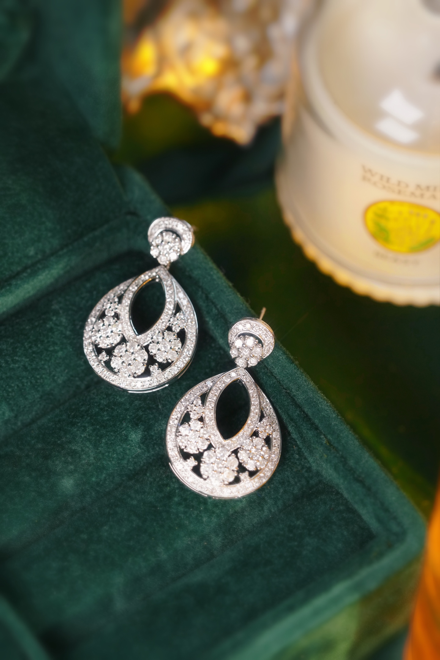 18K Gold Natural Diamond Stud Earrings | Cluster-Set 2.30CT Diamonds