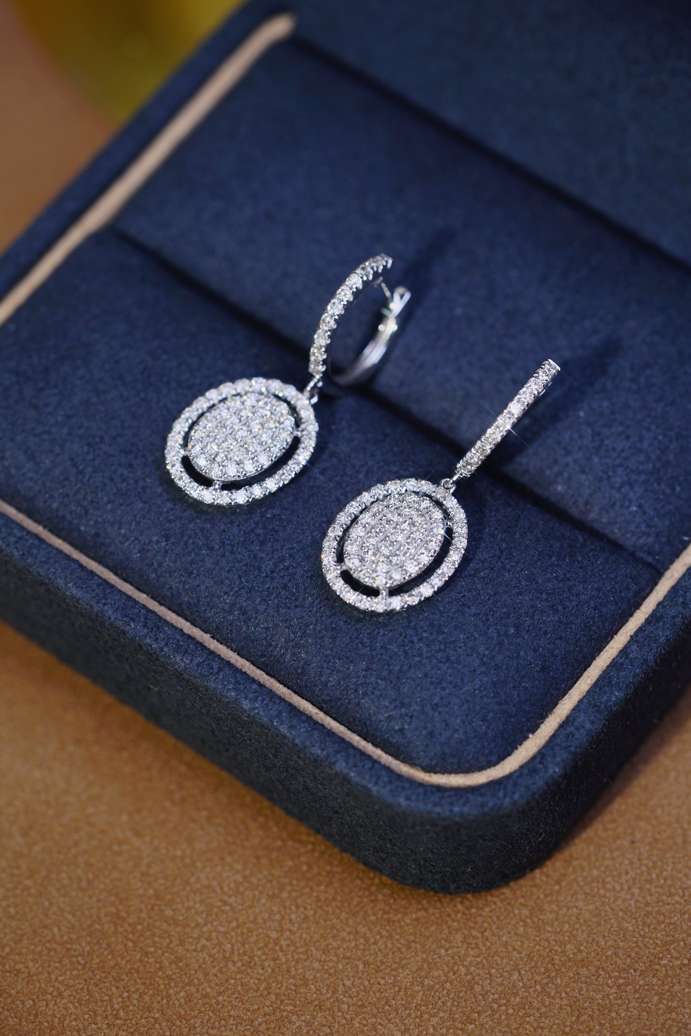 18K Gold Natural Diamond Stud Earrings | Cluster-Set 1.20CT Diamonds 